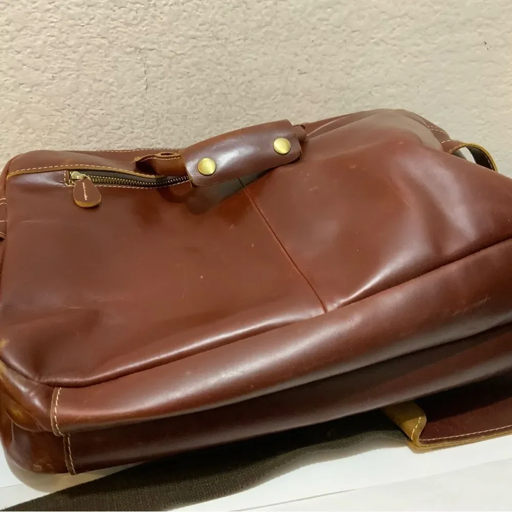 Iswee Leather Briefcase Crossbody Messenger Bag